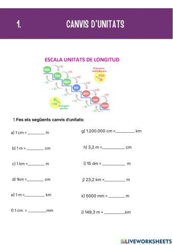 Canvis d'unitats (longitud i àrea)