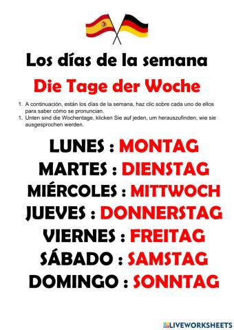 Die Tage der Woche