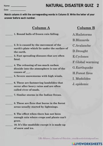 Natural disaster quiz 2