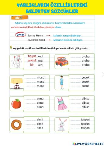 Varlıkların Özelliklerini Belirten Sözcükler