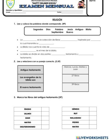 Examen mensual de religión