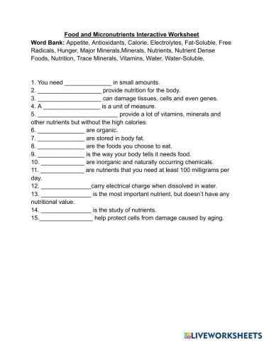 Food and Micronutrients