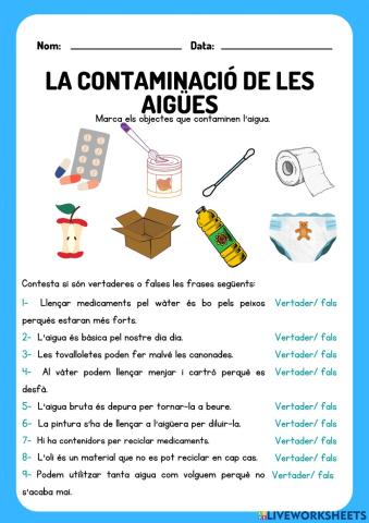 La contaminació de les aigües