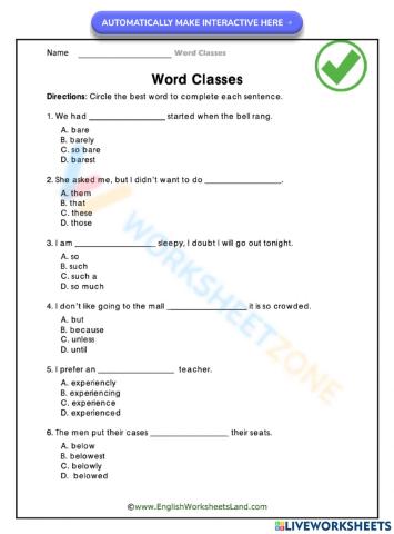 Word Classes