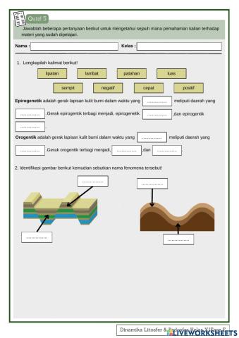 Quiz 5-7 Tenaga Endogen (Tektonik, Vulkanik, dan Seisme)