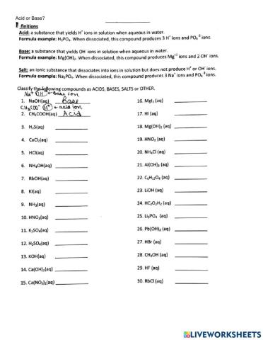 Identify Acids & Bases