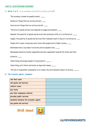 Unit 8 sustainable economy