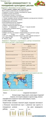 Центри різноманітності та походження культурних рослин. Закон гомологічних рядів спадкової мінливості