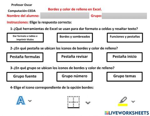 Bordes y sombreados Excel