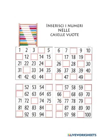 Inserisci i numeri mancanti