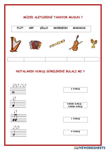 ENSTRÜMANLARI TANIMA ve NOTA DEĞERLERİNİ TANIMA