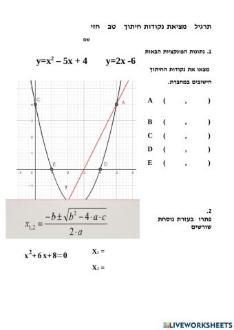 חיתוך פרבולה וישר