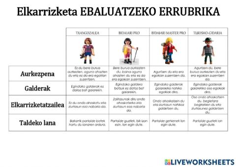 Elkarrizketa ebaluatzeko kontrol orria