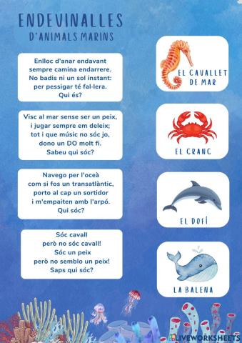 Endevinalles d'animals marins