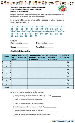 Tabla de frecuencias para datos agrupados