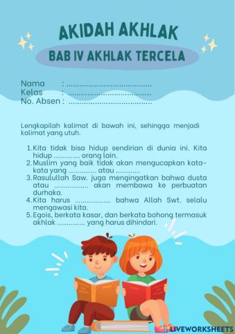 Sambung Kata BAB IV - Akhlak Tercela