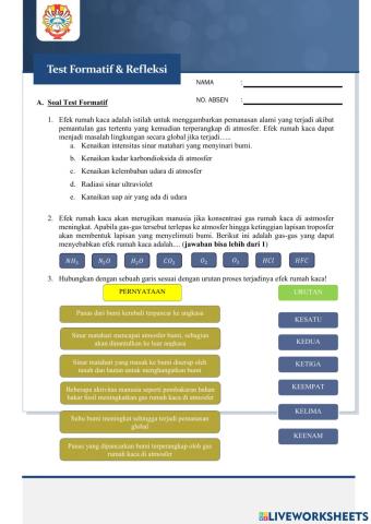 Test Formatif dan Refleksi-Efek Rumah Kaca