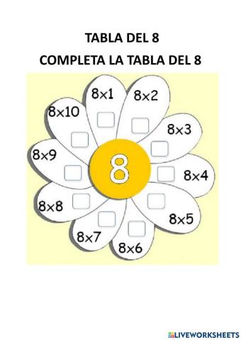 Tabla del 8