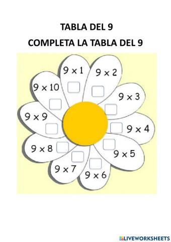 Tabla del 9