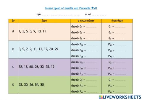 กิจกรรม Speed of Quartile and Percentile -1