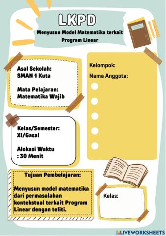 Model Matematika Program Linear