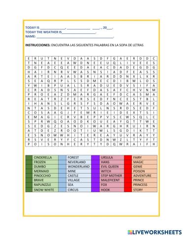 Sopa de Letras Ingles