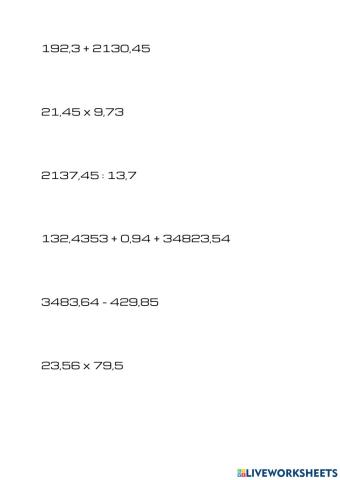 Matematika eragiketak hamartarrekin