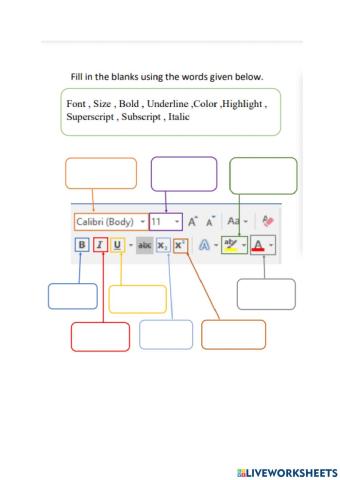 Worksheet for grade 7 - ICT