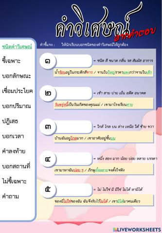 ใบงานที่ ๔ คำวิเศษณ์