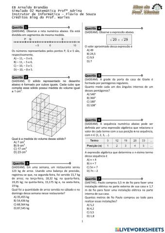 Simulado de Matemática 02