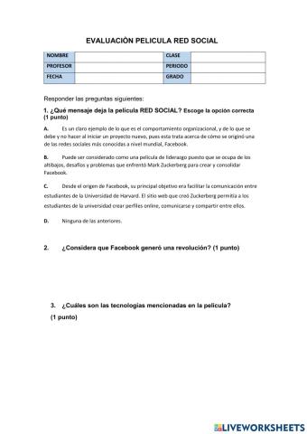 Examen película RED SOCIAL