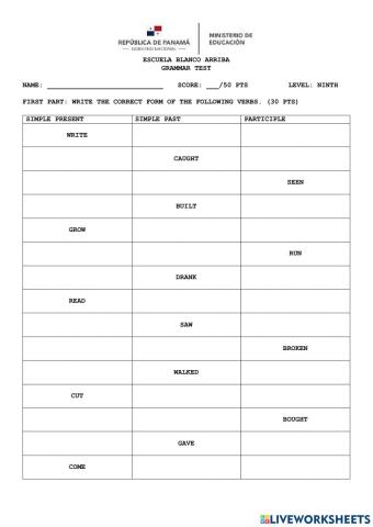 Present perfect test