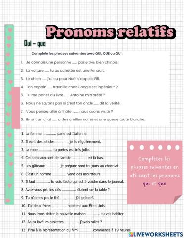 Pronoms relatifs qui- que