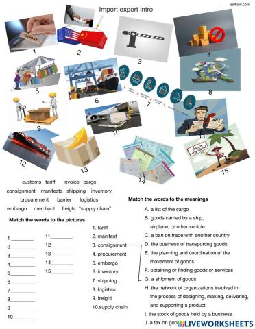 Logistic vocabulary Business result unit 9