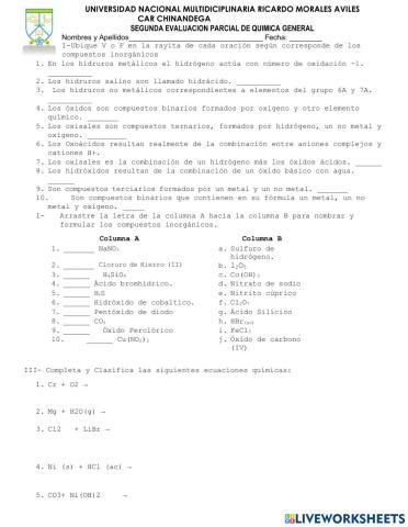 Examen de Química General