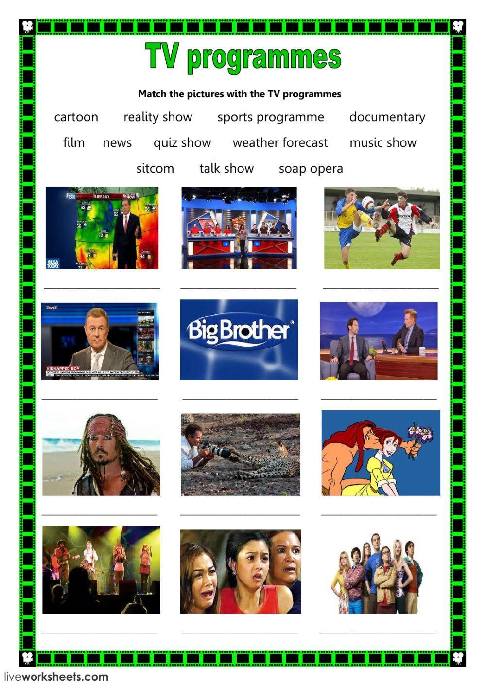 TV programmes worksheet | Live Worksheets
