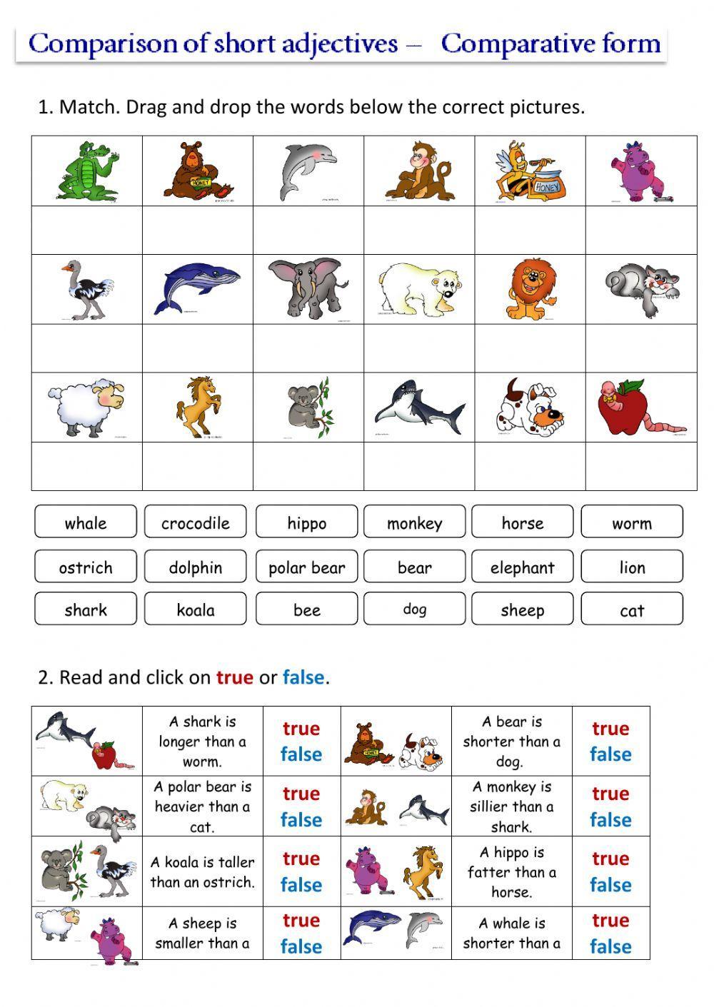 Comparison of short adjectives worksheet | Live Worksheets