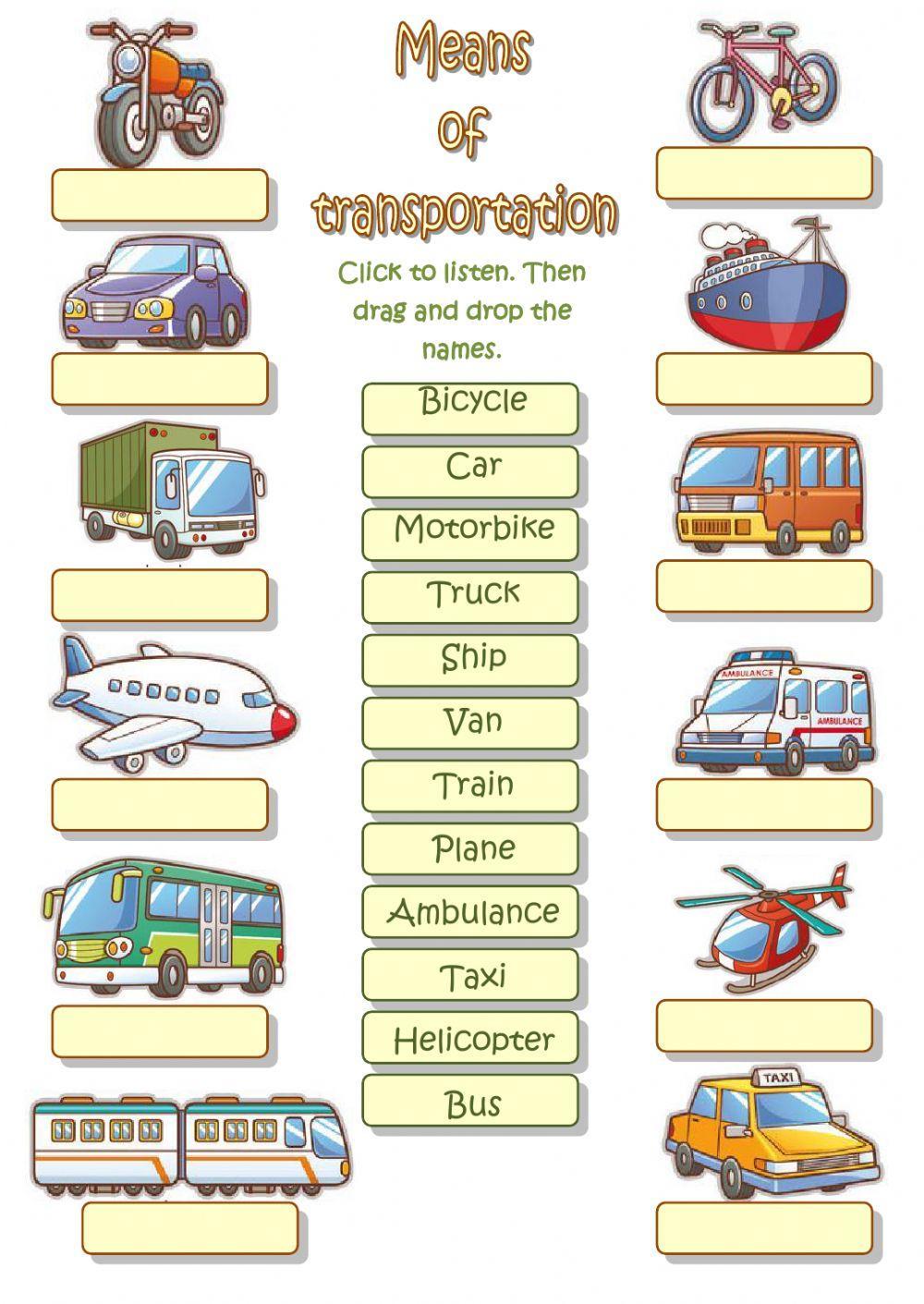 Means Of Transport Vocabulary Worksheet