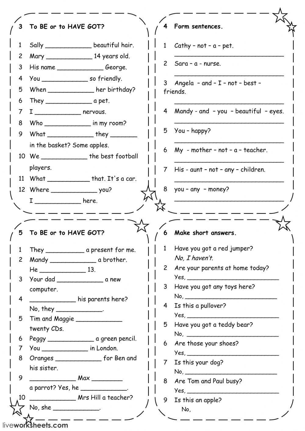 To be or to have got? worksheet | Live Worksheets