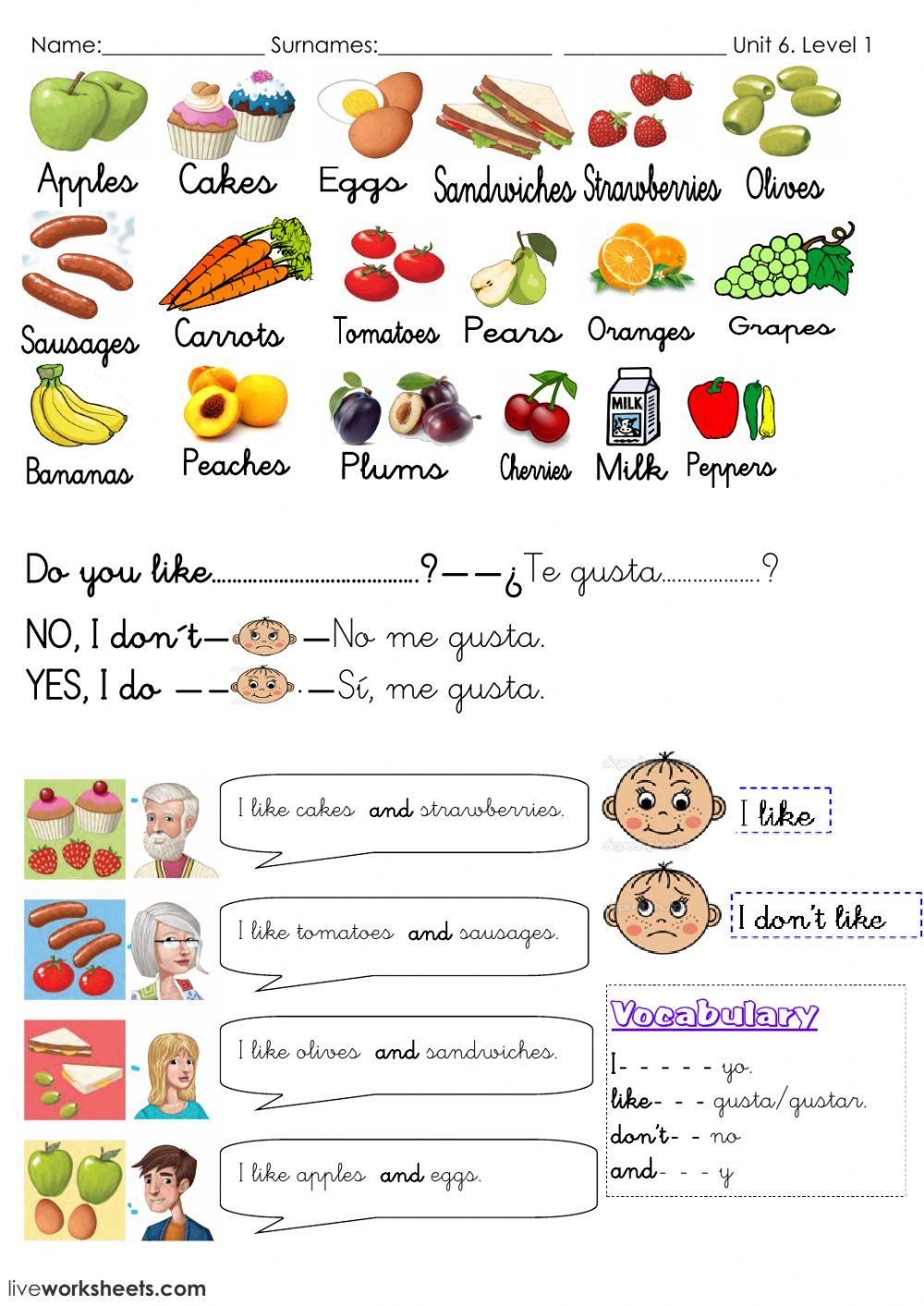 Unit 6 Food 47556 | Meli V R | Live Worksheets