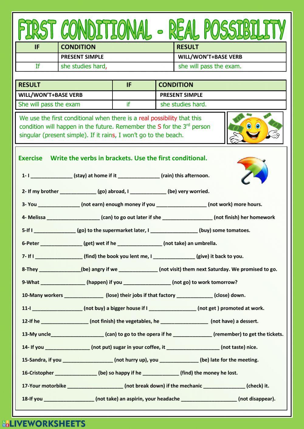 First conditional worksheet | Live Worksheets