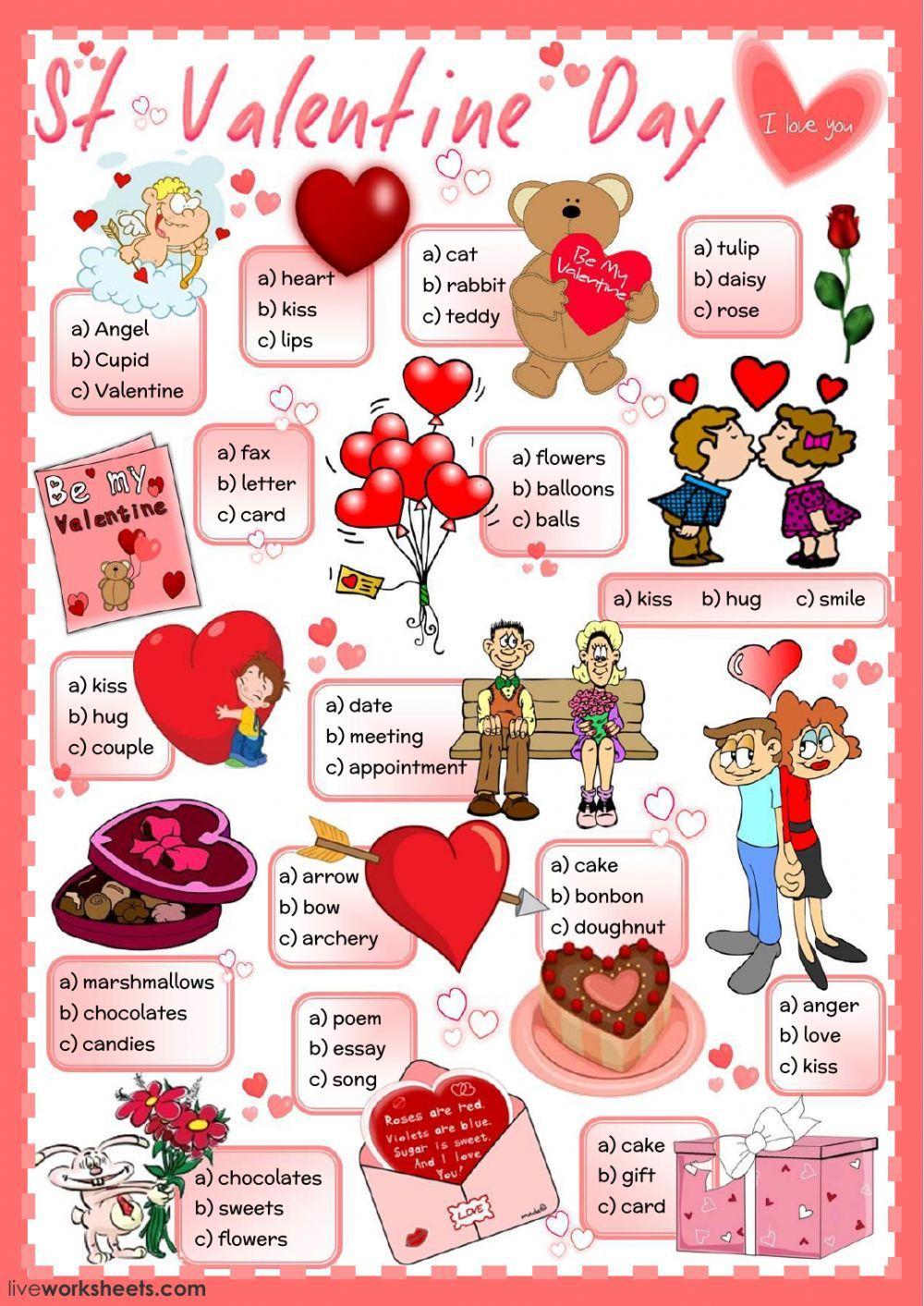 St Valentine's Day - multiple choice worksheet | Live Worksheets