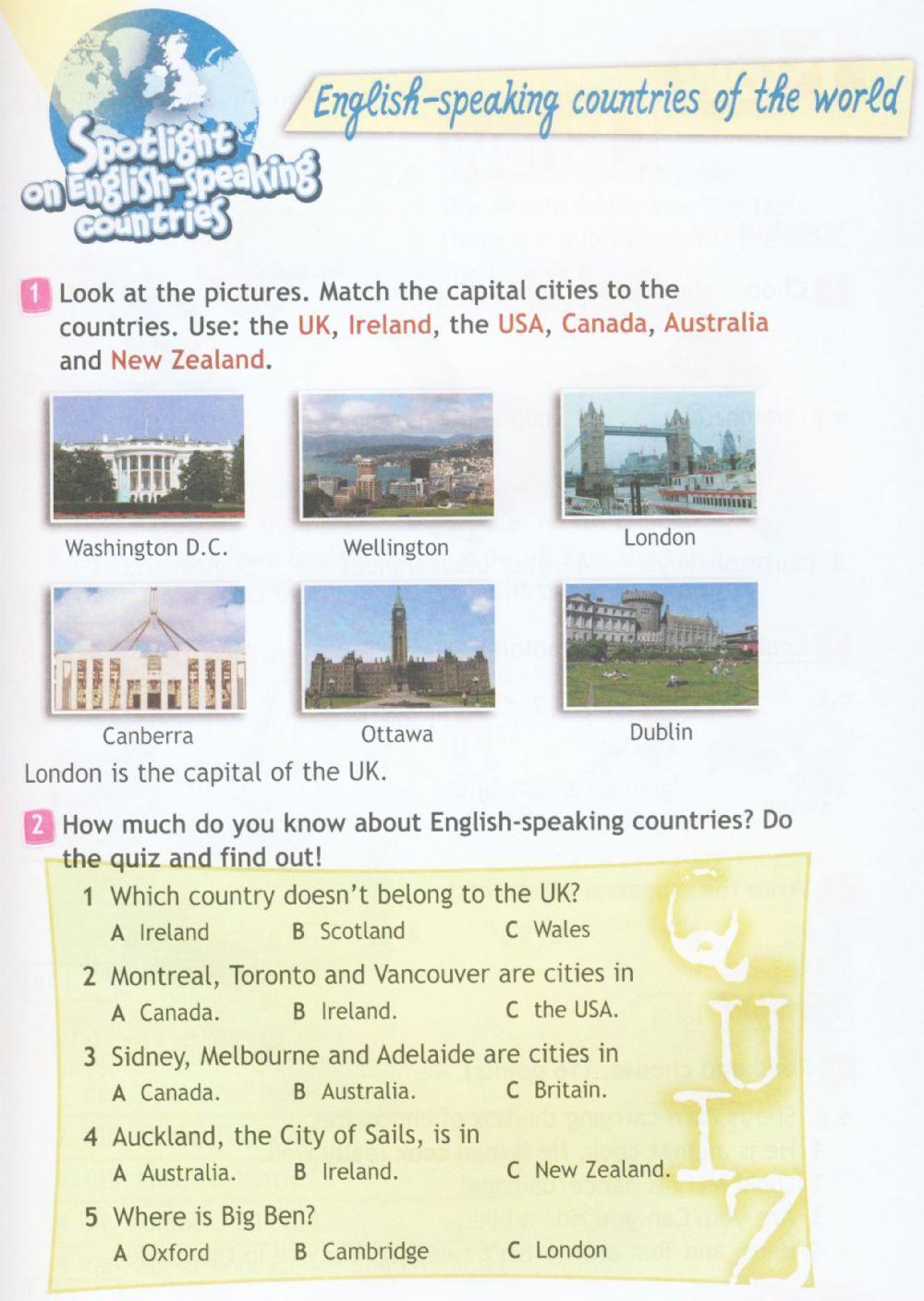 Quiz English speaking countries worksheet | Live Worksheets