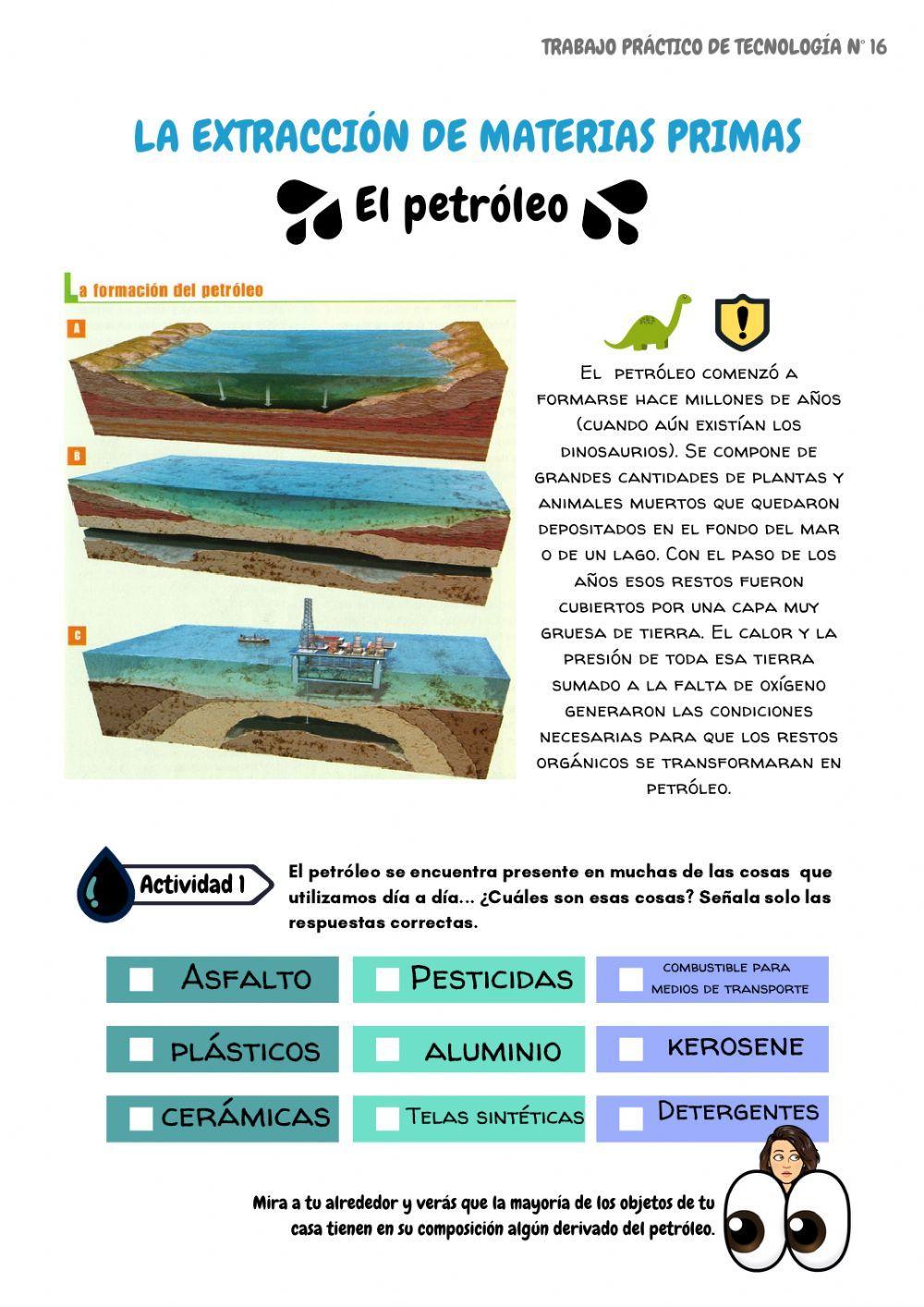 Extracción de materias primas: petróleo worksheet | Live Worksheets