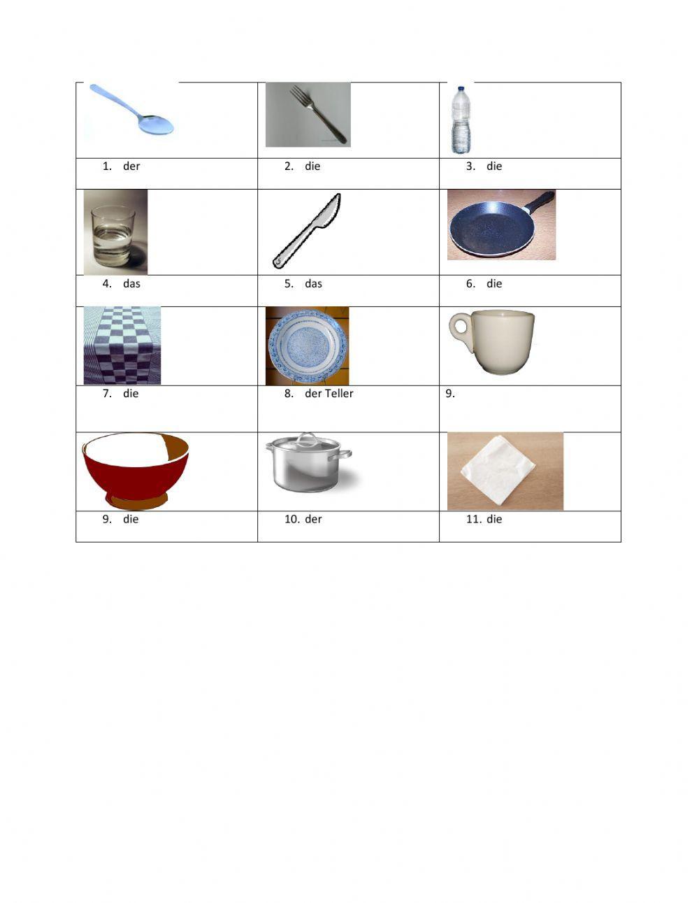 Geschirr und Besteck interactive worksheet | Live Worksheets