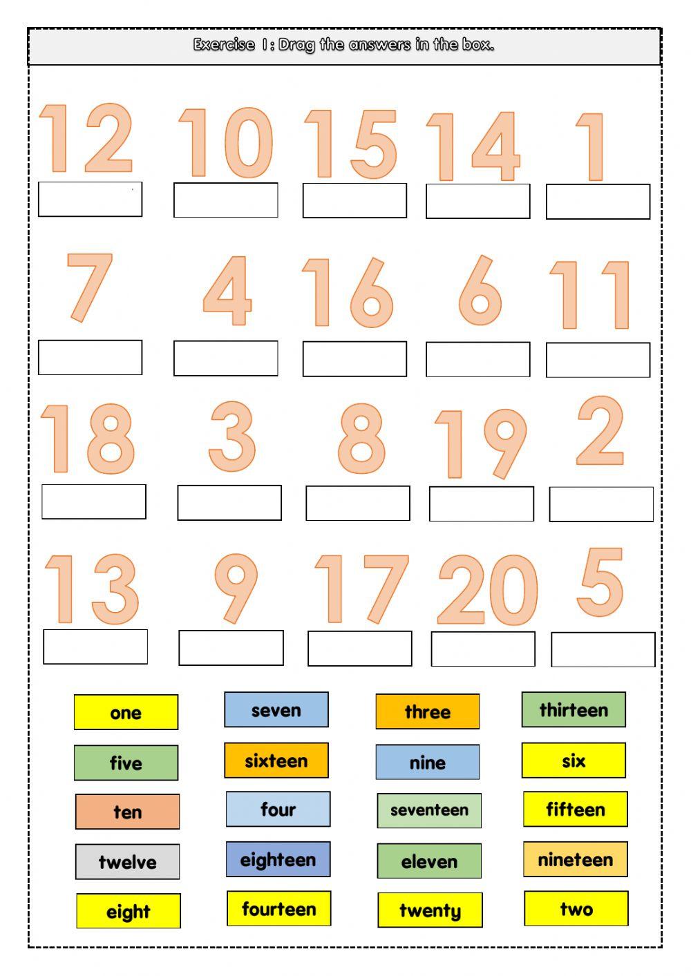 Numbers online exercise for Year 1 | Live Worksheets