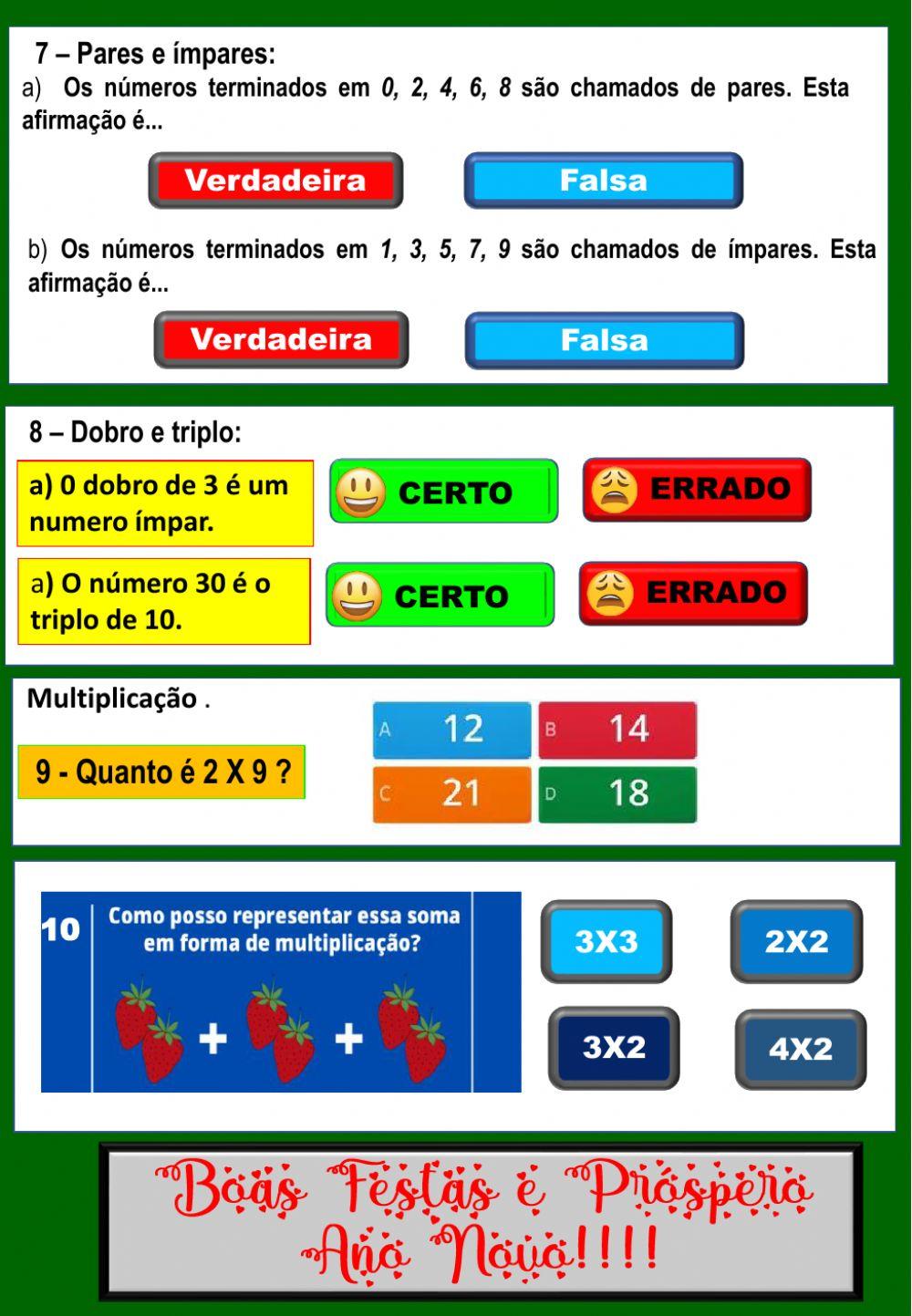 Avaliação de matemática