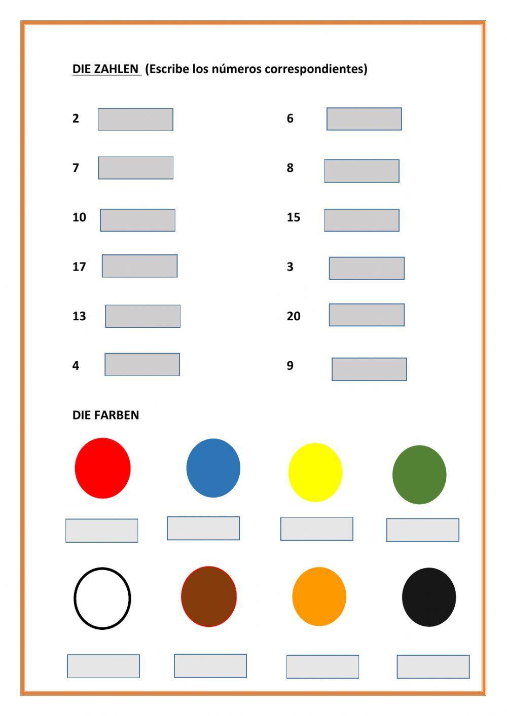 Farben und zahlen interactive worksheet | Live Worksheets