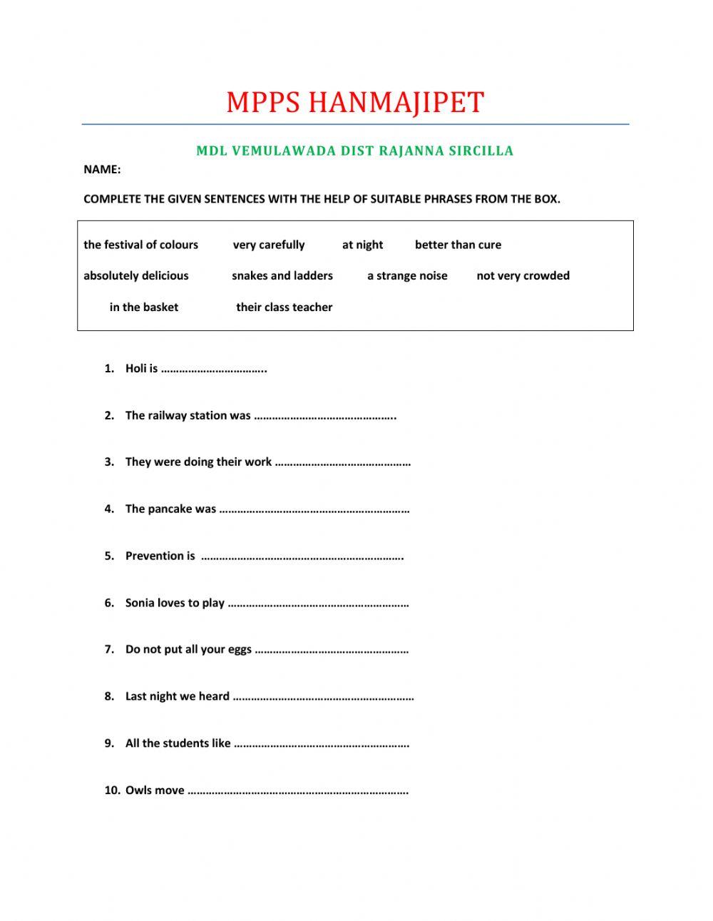 English worksheet