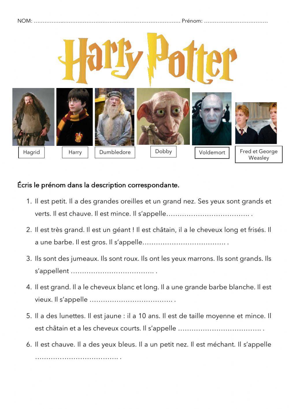Description Harry Potter worksheet | Live Worksheets